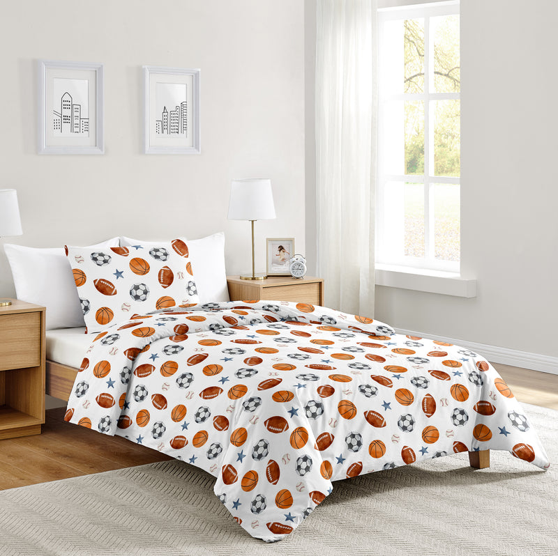 Watercolor Sports Theme Twin Bedding