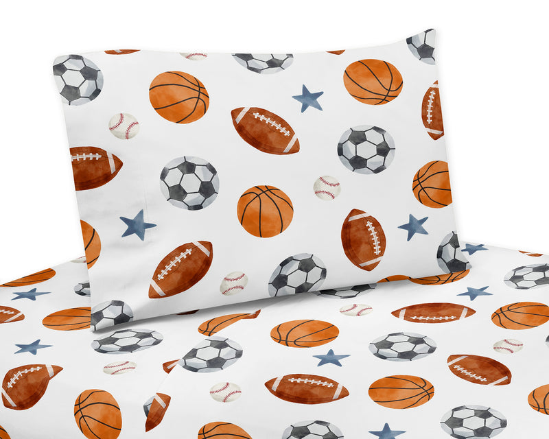 Watercolor Sports Theme Twin Sheet Set