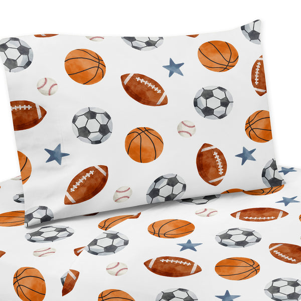 Watercolor Sports Theme Twin Sheet Set