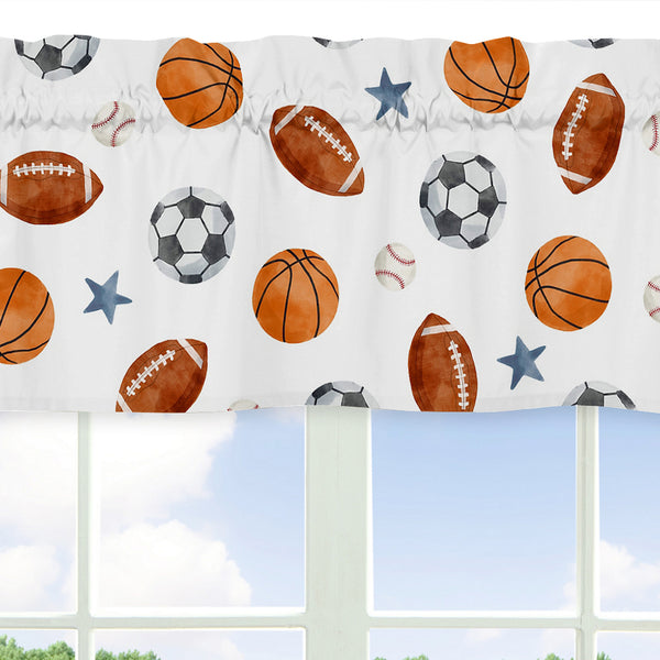 Watercolor Sports Theme Collection Window Valance