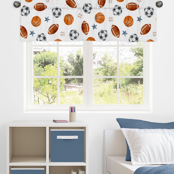 Watercolor Sports Theme Collection Window Valance alternate view