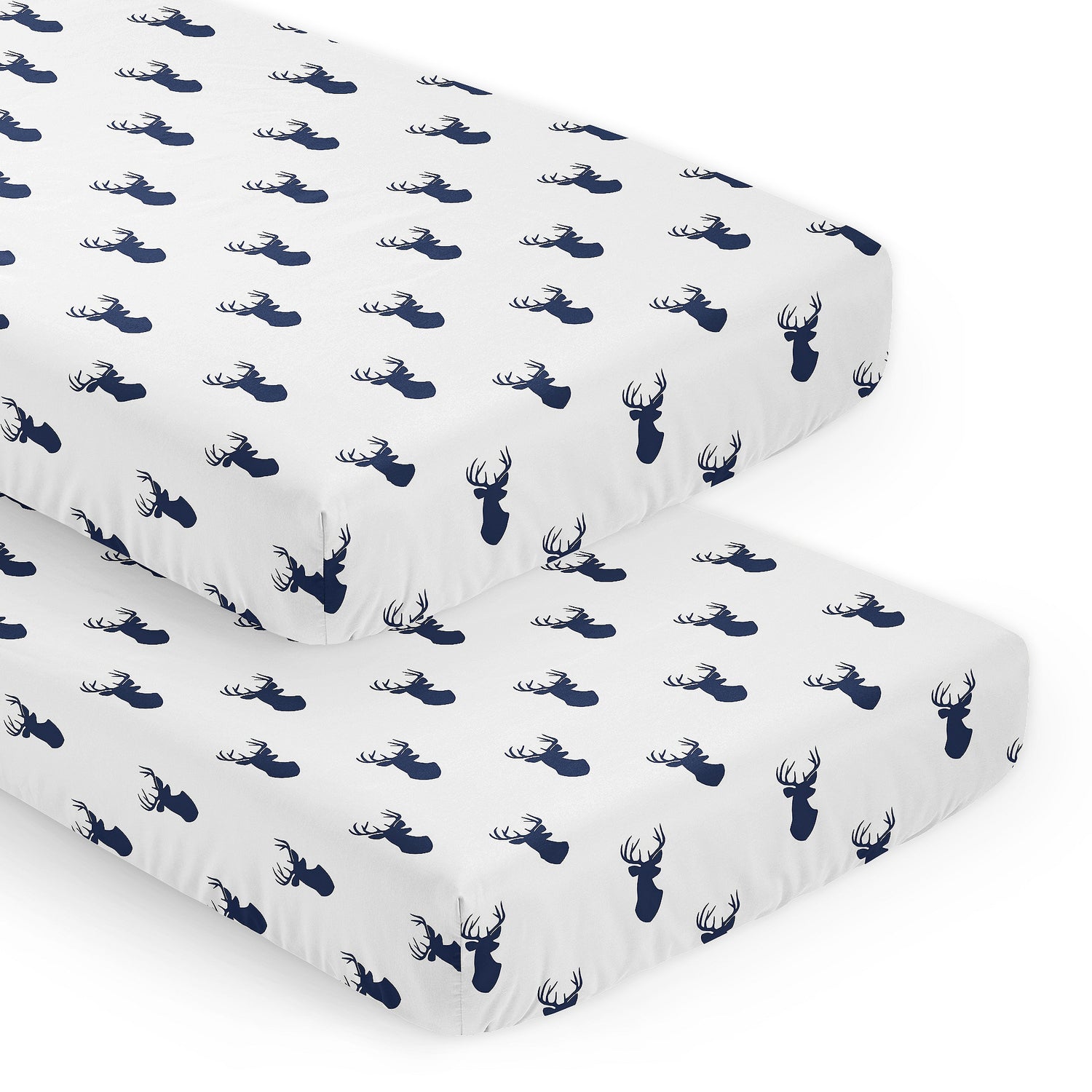Stag Navy and White Collection 2 Pack Crib Sheets