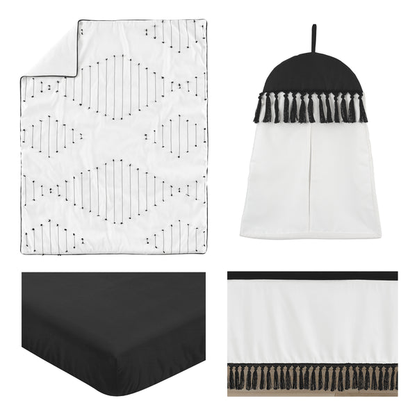 Boho Stitch Black and White Collection 4 Piece Crib Bedding alternate view