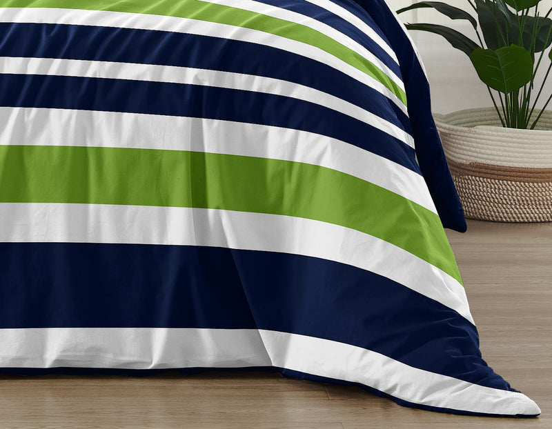 Stripe Navy and Lime Twin Bedding Collection