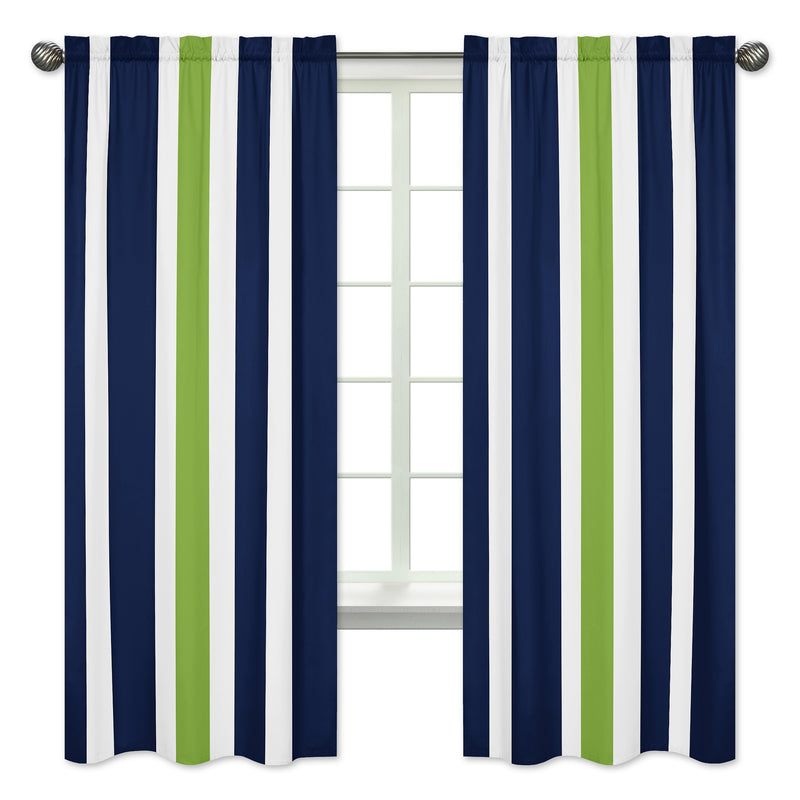 Window Panels for Stripe Navy and Lime Collection  - Set of 2