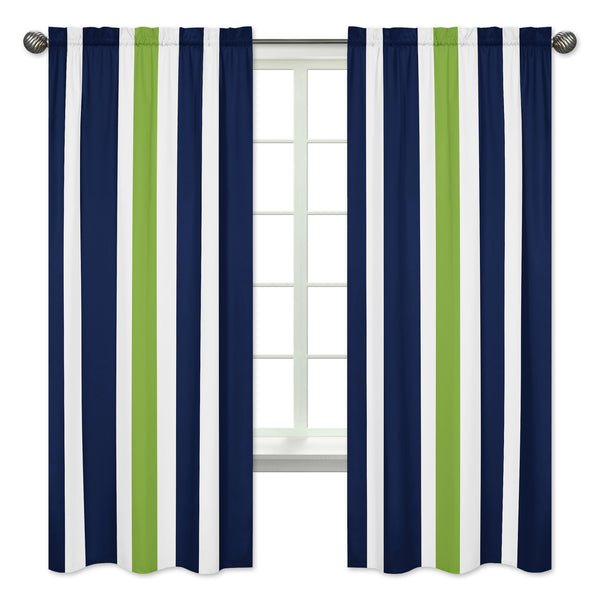 Window Panels for Stripe Navy and Lime Collection  - Set of 2