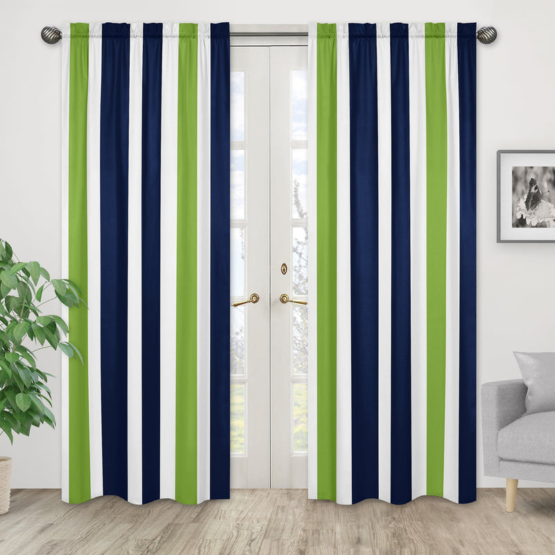 Window Panels for Stripe Navy and Lime Collection  - Set of 2