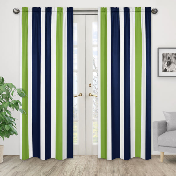 Window Panels for Stripe Navy and Lime Collection  - Set of 2 alternate view