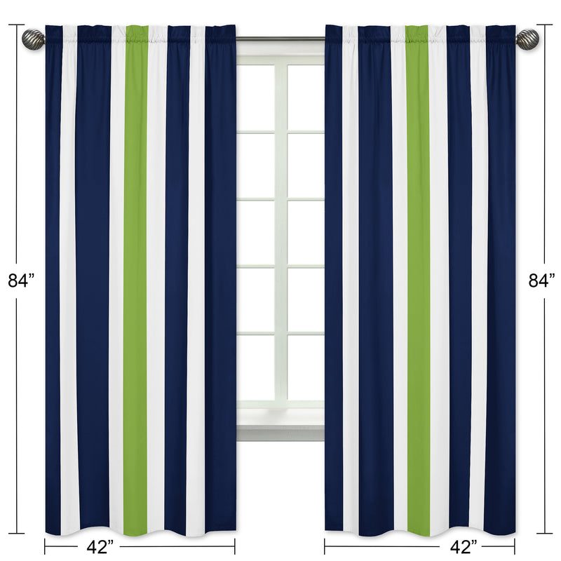 Window Panels for Stripe Navy and Lime Collection  - Set of 2