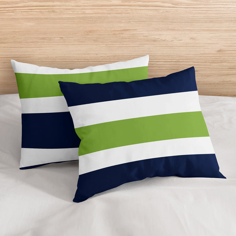 Stripe Navy and Lime Full/Queen Bedding Collection