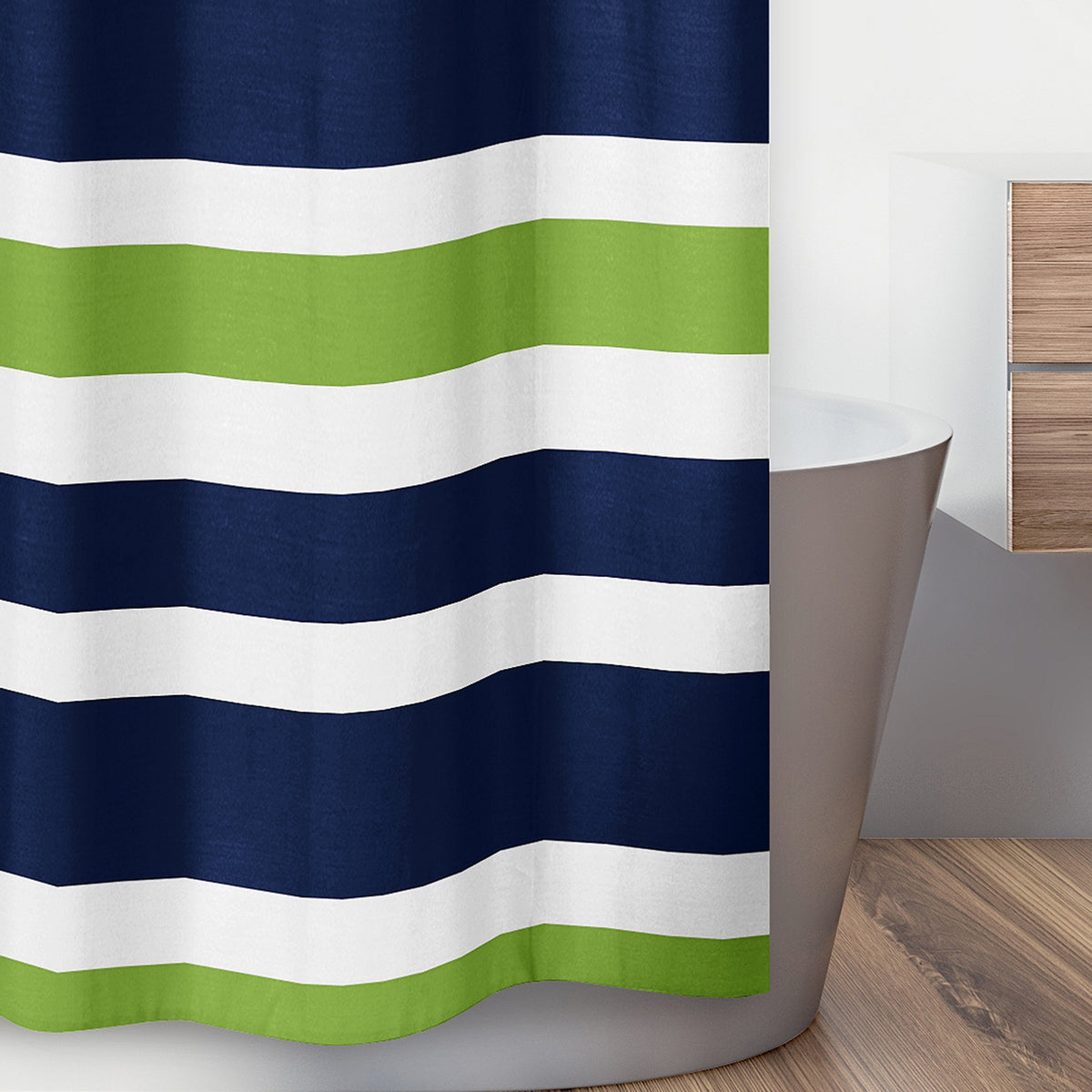 Stripe Navy and Lime Collection Shower Curtain