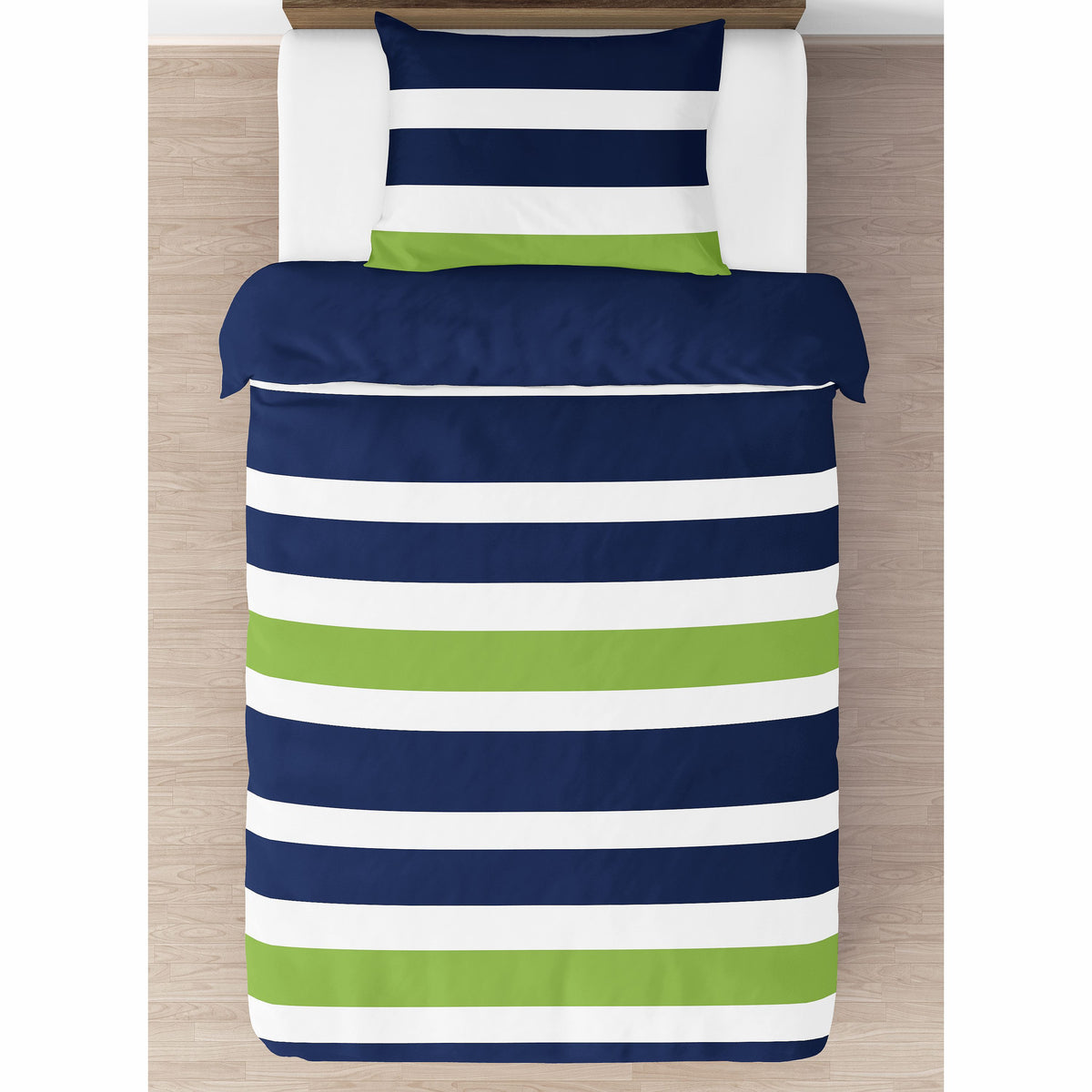 Stripe Navy and Lime Twin Bedding Collection