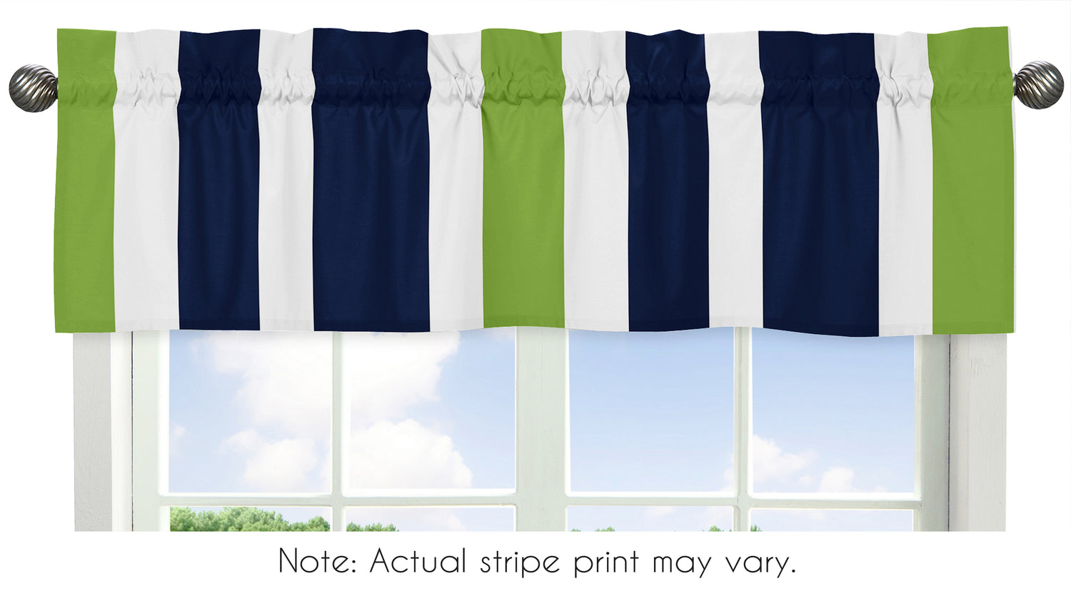 Stripe Navy and Lime Collection Window Valance