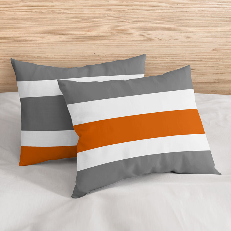 Stripe Gray and Orange Full/Queen Bedding Collection