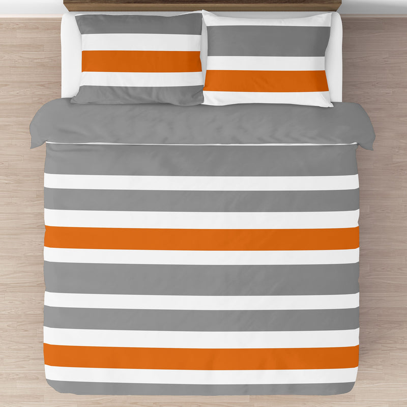 Stripe Gray and Orange Full/Queen Bedding Collection