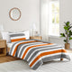 Stripe Gray and Orange Twin Bedding Collection