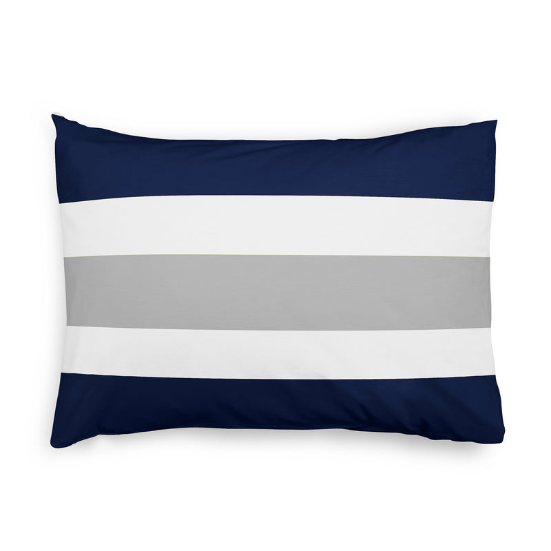 Stripe Navy and Gray Collection Twin Duvet Cover Bedding Set