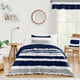 Stripe Navy and Gray Collection Twin Duvet Cover Bedding Set