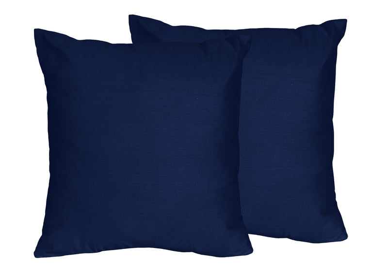 Stripe Navy and Gray Collection Solid Navy Blue Decorative Accent Throw Pillow Covers - Set of 2