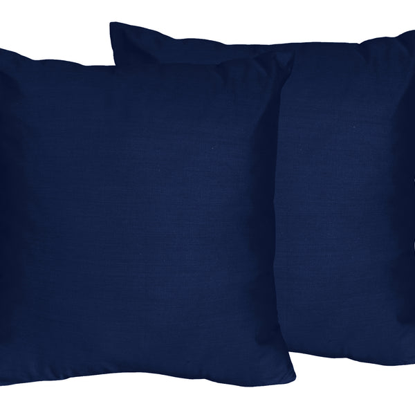 Stripe Navy and Gray Collection Solid Navy Blue Decorative Accent Throw Pillow Covers - Set of 2