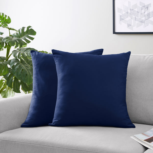 Stripe Navy and Gray Collection Solid Navy Blue Decorative Accent Throw Pillow Covers - Set of 2 alternate view