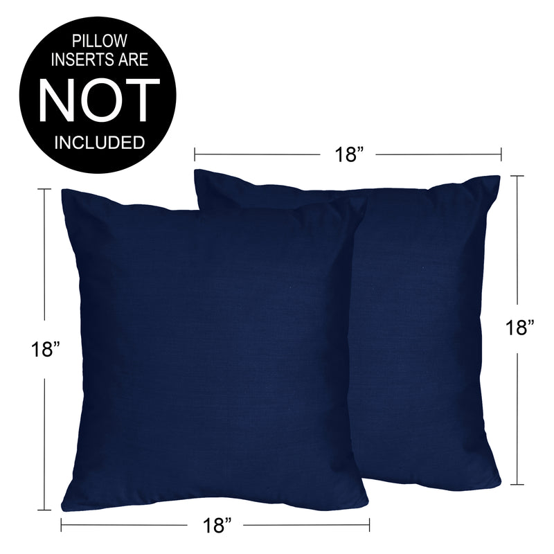 Stripe Navy and Gray Collection Solid Navy Blue Decorative Accent Throw Pillow Covers - Set of 2