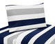 Stripe Navy and Gray Collection Queen Sheet Set
