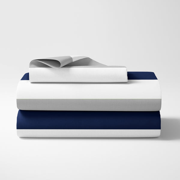 Stripe Navy and Gray Collection Twin Sheet Set alternate view