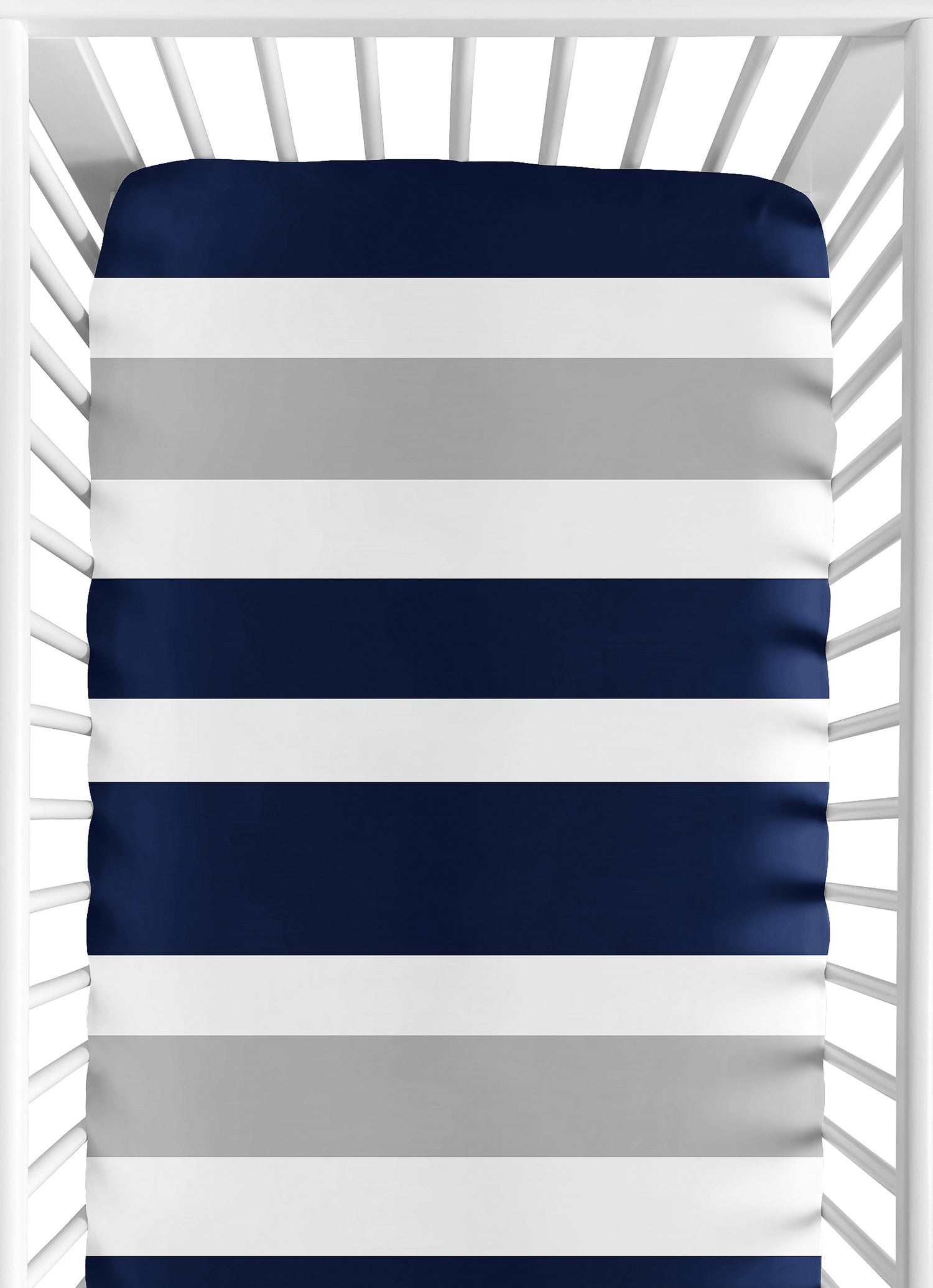 Stripe Navy And Gray Collection Crib Sheet - Stripe Print