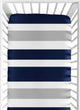 Stripe Navy And Gray Collection Crib Sheet - Stripe Print
