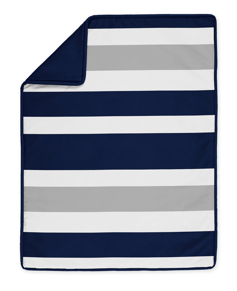 Stripe Navy and Gray Collection 4 Piece Crib Bedding