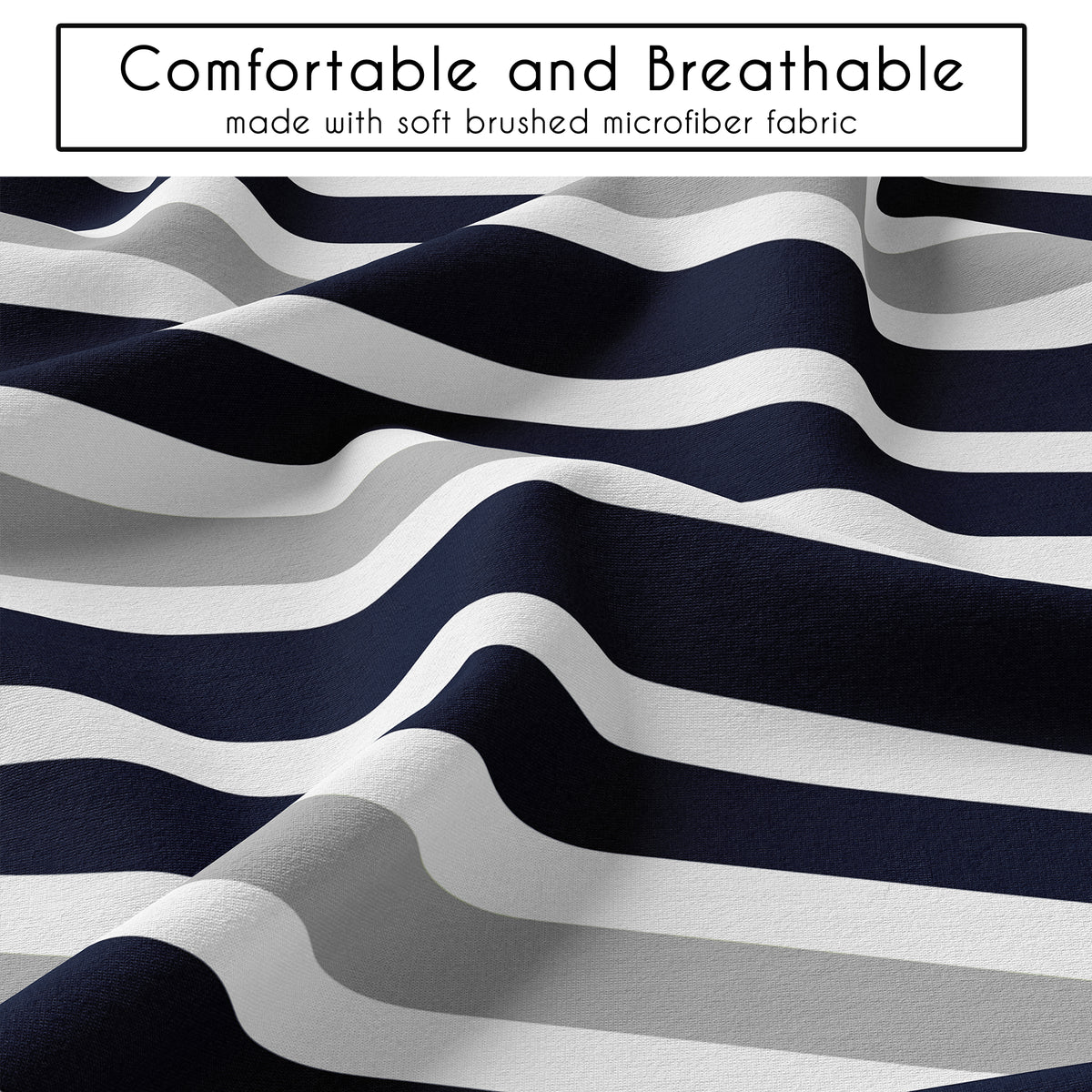 Stripe Navy and Gray Collection King Duvet Cover Bedding Set