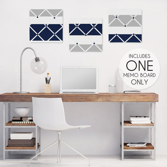 Stripe Navy And Gray Collection Fabric Memo Board
