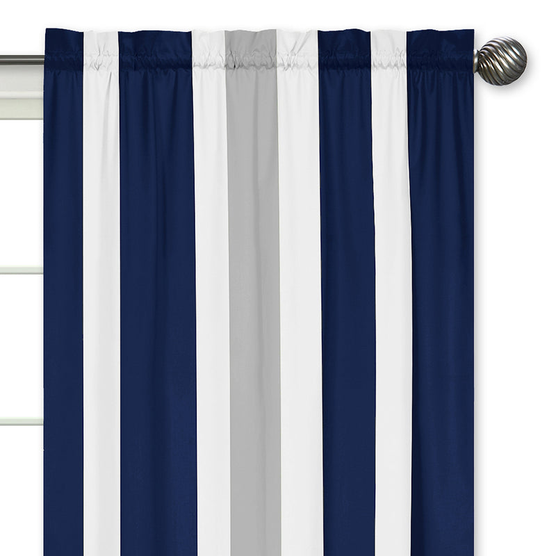 Window Panels for Stripe Navy and Gray Collection - Set of 2