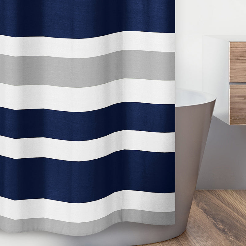 Stripe Navy and Gray Collection Shower Curtain
