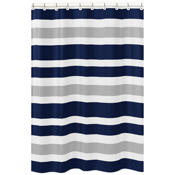 Stripe Navy and Gray Collection Shower Curtain