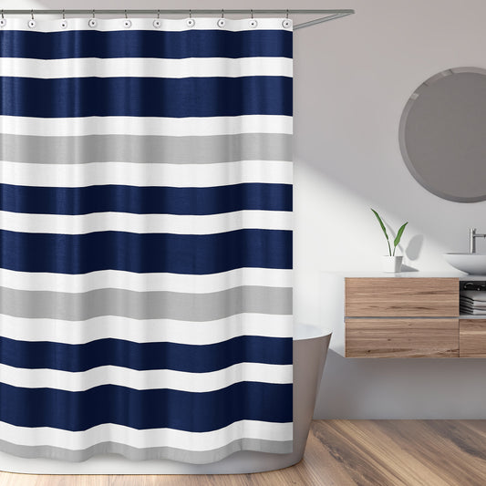 Stripe Navy and Gray Collection Shower Curtain