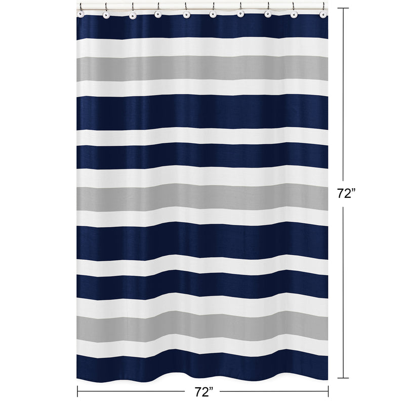 Stripe Navy and Gray Collection Shower Curtain