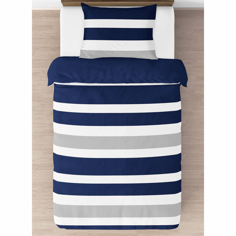 Stripe Navy and Gray Twin Bedding Collection
