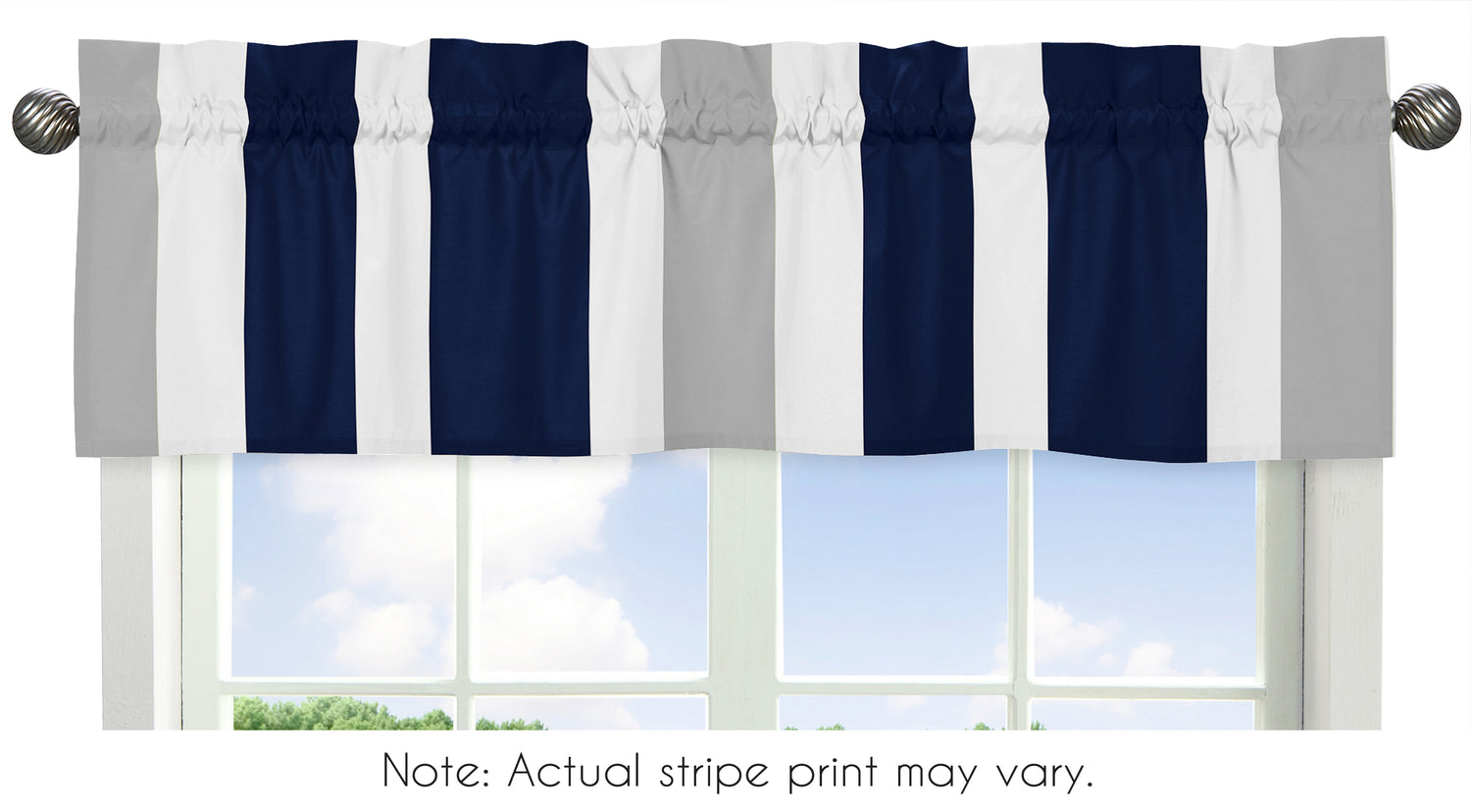 Stripe Navy and Gray Collection Window Valance