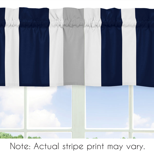 Stripe Navy and Gray Collection Window Valance