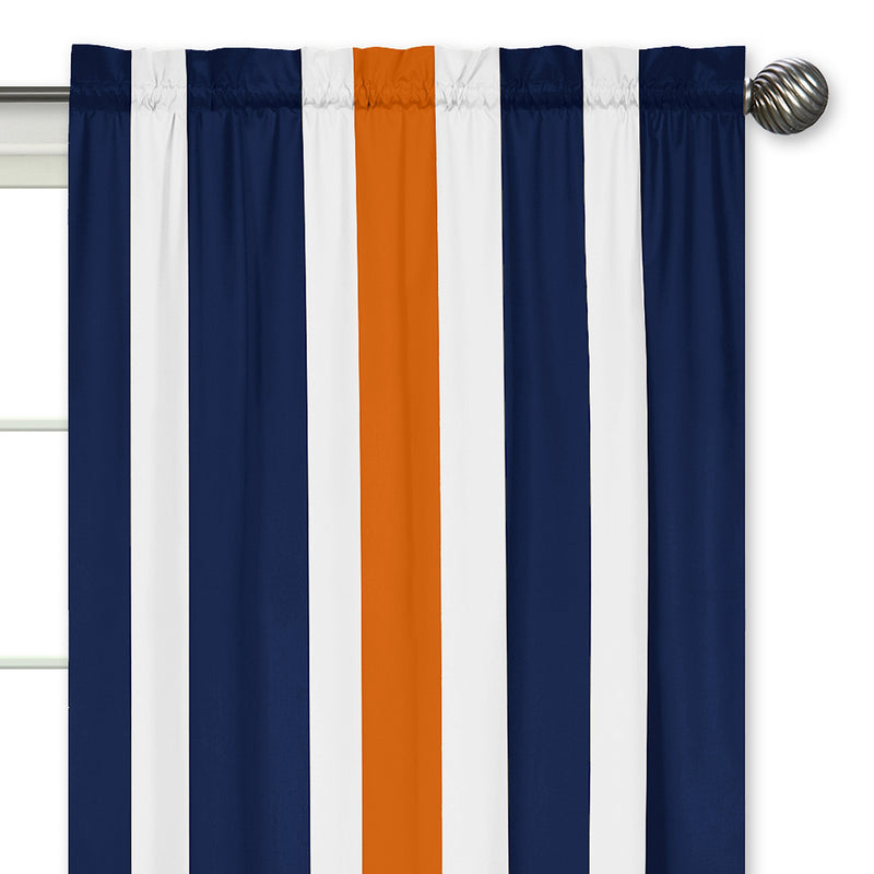 Window Panels for Stripe Navy Blue and Orange Collection  - Set of 2
