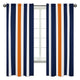 Window Panels for Stripe Navy Blue and Orange Collection  - Set of 2
