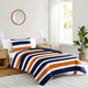 Stripe Navy Blue and Orange Twin Bedding Collection