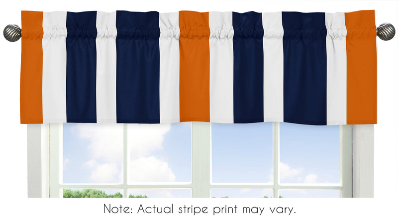 Stripe Navy Blue and Orange Collection Window Valance