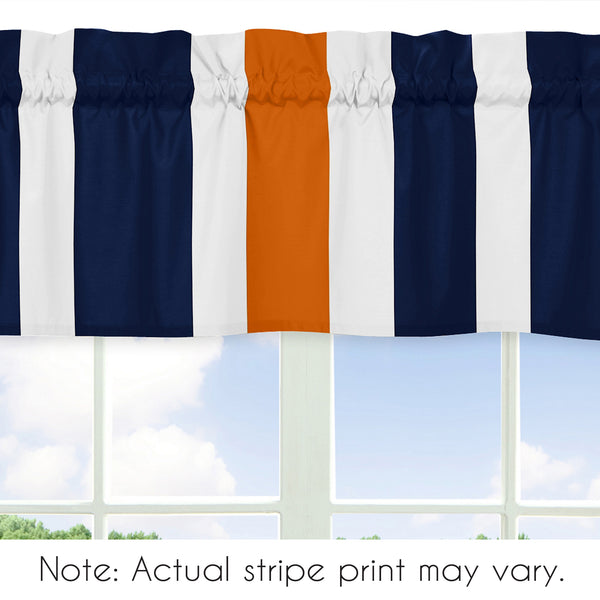Stripe Navy Blue and Orange Collection Window Valance