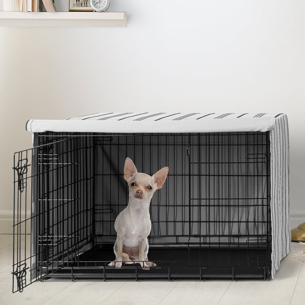 Stripe White and Grey Collection Dog Crate Kennel Cover 24in. alternate view