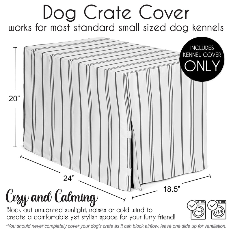 Stripe White and Grey Collection Dog Crate Kennel Cover 24in.