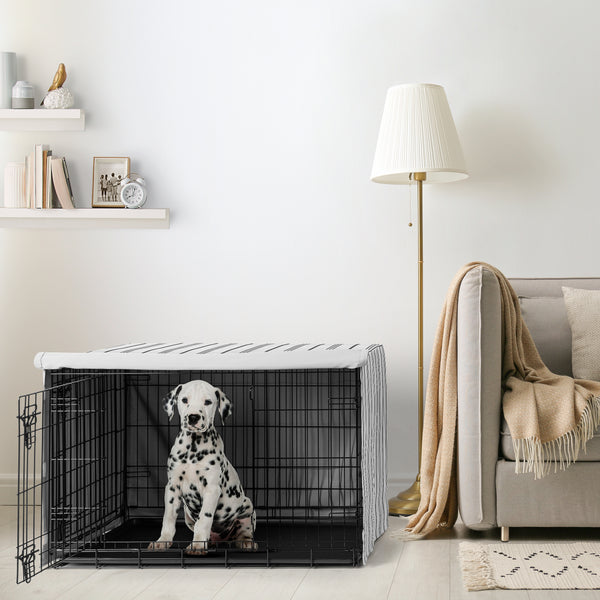 Stripe White and Grey Collection Dog Crate Kennel Cover 36in. alternate view