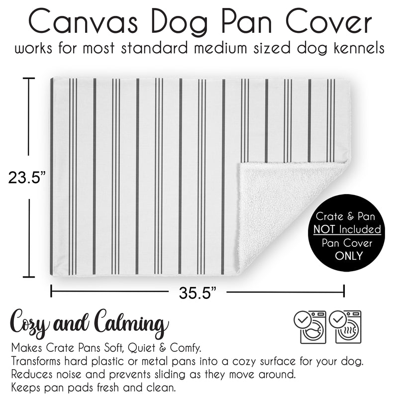 Stripe White and Grey Collection Dog Crate Bottom Tray Pan Cover 36in.